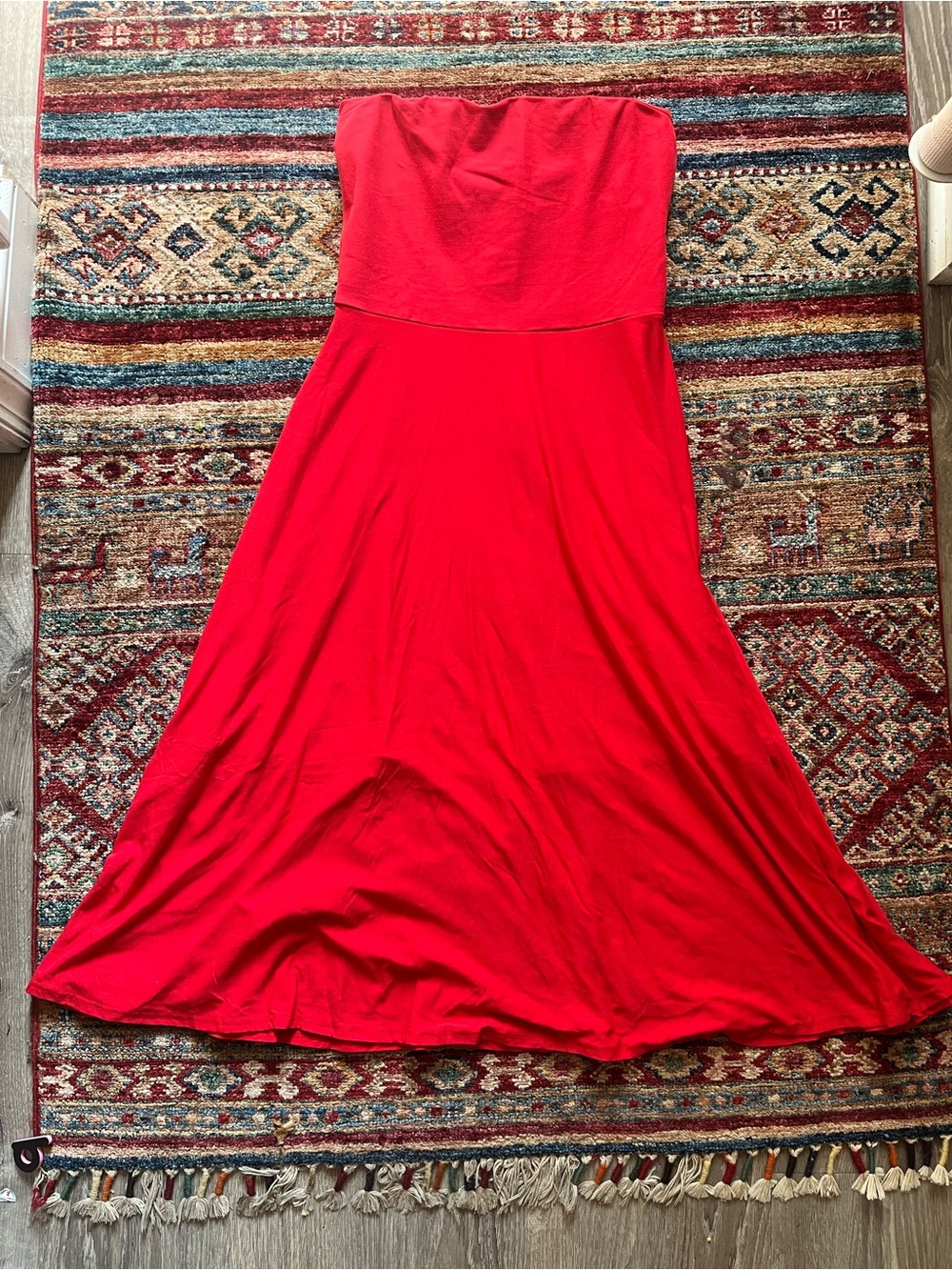 Beyond Yoga Strapless Red Dress Workout Butter Soft Bright Red